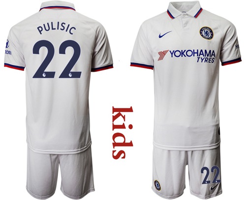 Chelsea #22 Pulisic Away Kid Soccer Club Jersey