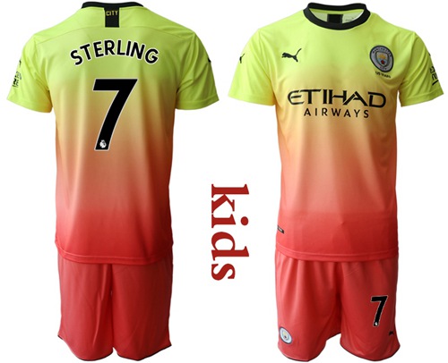 Manchester City #7 Sterling Away Kid Soccer Club Jersey