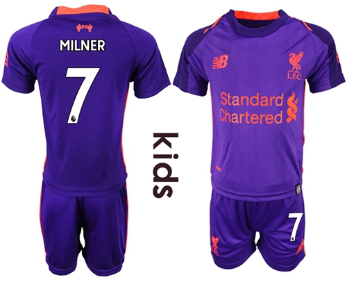 Liverpool #7 Milner Away Kid Soccer Club Jersey