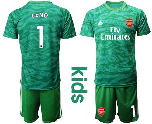 Arsenal #1 Leno Green Goalkeeper Kid Soccer Club Jersey