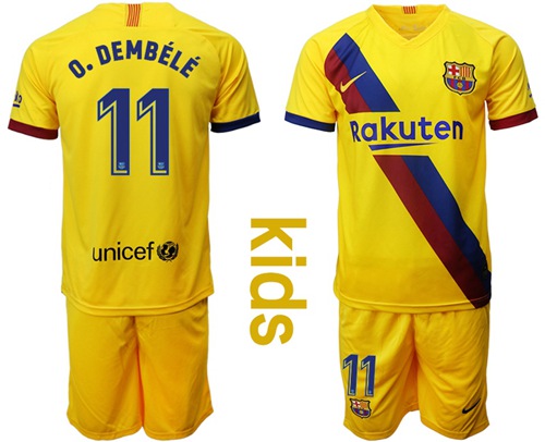 Barcelona #11 O.Dembele Away Kid Soccer Club Jersey