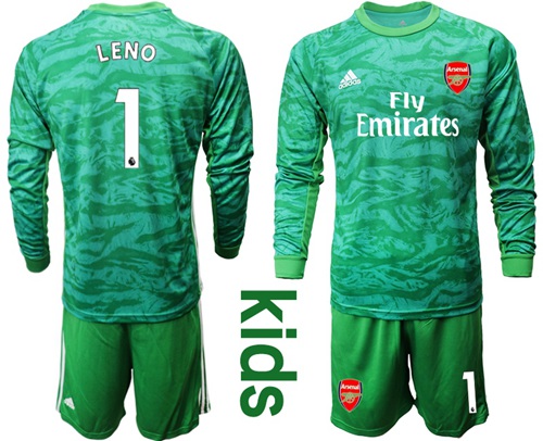 Arsenal #1 Leno Green Long Sleeves Kid Soccer Club Jersey