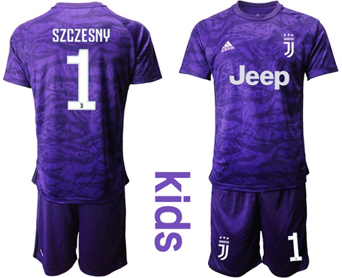 Juventus #1 Szczesny Purple Goalkeeper Kid Soccer Club Jersey