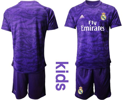 Real Madrid Blank Purple Goalkeeper Kid Soccer Club Jersey