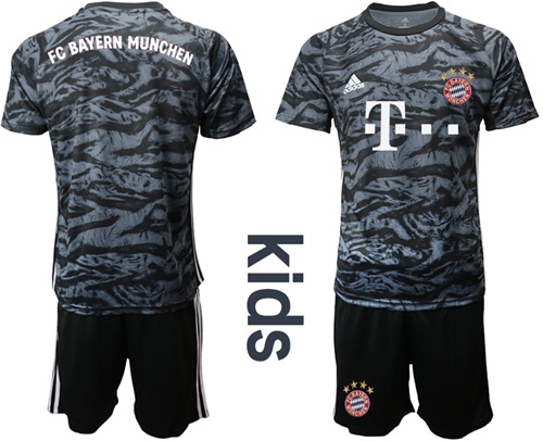 Bayern Munchen Blank Black Goalkeeper Kid Soccer Club Jersey