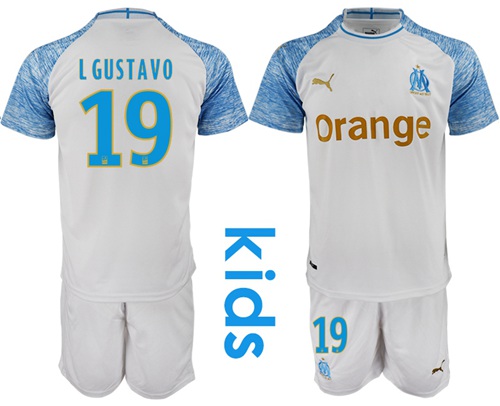 Marseille #19 L Gustavo Home Kid Soccer Club Jersey