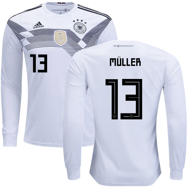 Germany #13 Muller Home Long Sleeves Kid Soccer Country Jersey