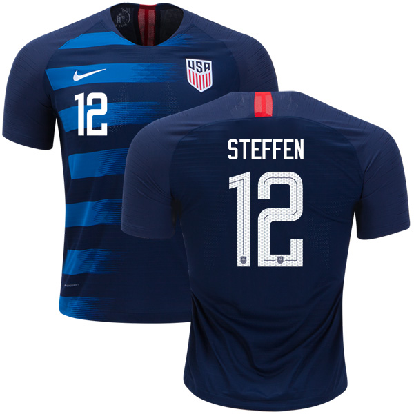 USA #12 Steffen Away Kid Soccer Country Jersey