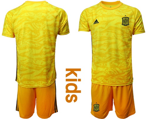 Spain Blank Yellow Goalkeeper Kid Soccer Country Jersey