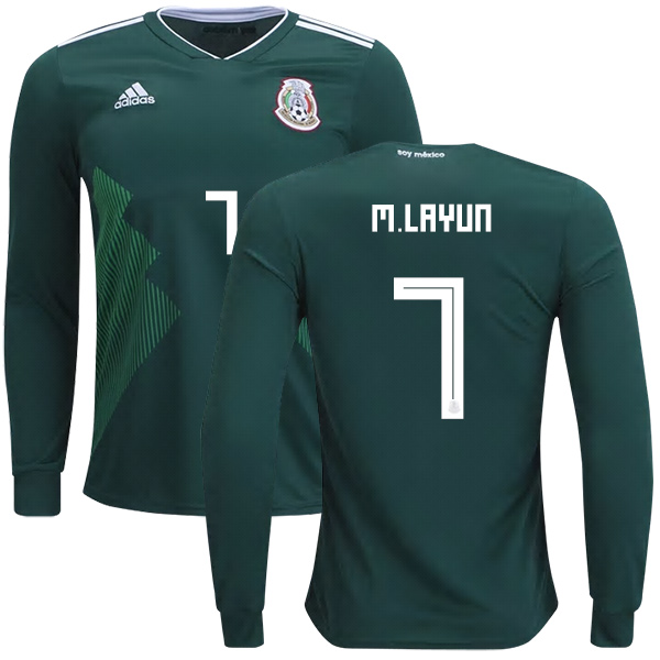 Mexico #7 M.Layun Home Long Sleeves Kid Soccer Country Jersey