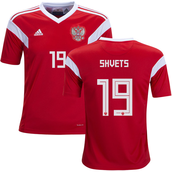 Russia #19 Shvets Home Kid Soccer Country Jersey