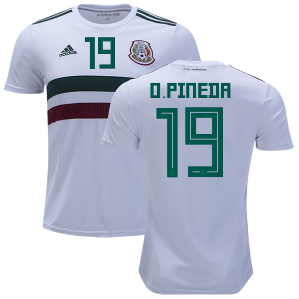 Mexico #19 O.Pineda Away Kid Soccer Country Jersey