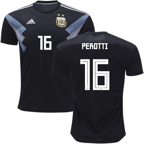 Argentina #16 Perotti Away Kid Soccer Country Jersey