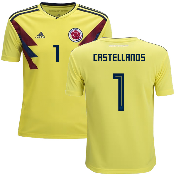 Colombia #1 Castellanos Home Kid Soccer Country Jersey