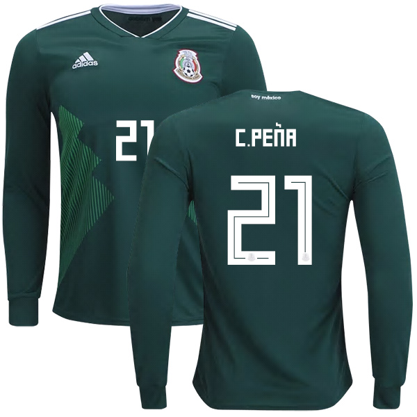 Mexico #21 C.Pena Home Long Sleeves Kid Soccer Country Jersey