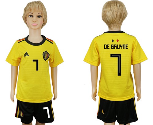 Belgium #7 De Bruyne Away Kid Soccer Country Jersey
