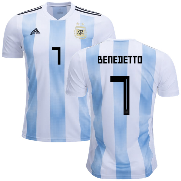 Argentina #7 Benedetto Home Kid Soccer Country Jersey