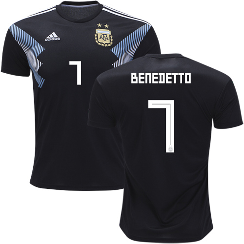 Argentina #7 Benedetto Away Kid Soccer Country Jersey