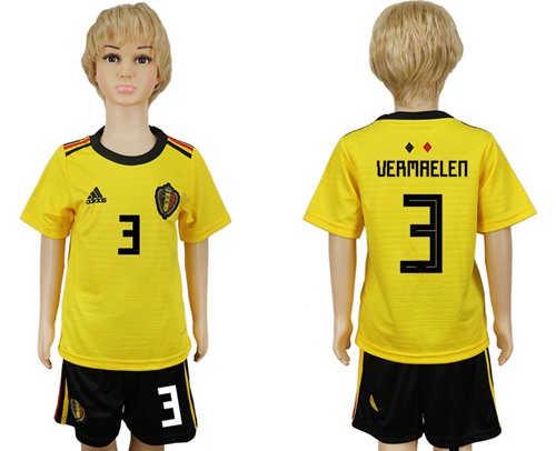 Belgium #3 Vermaelen Away Kid Soccer Country Jersey