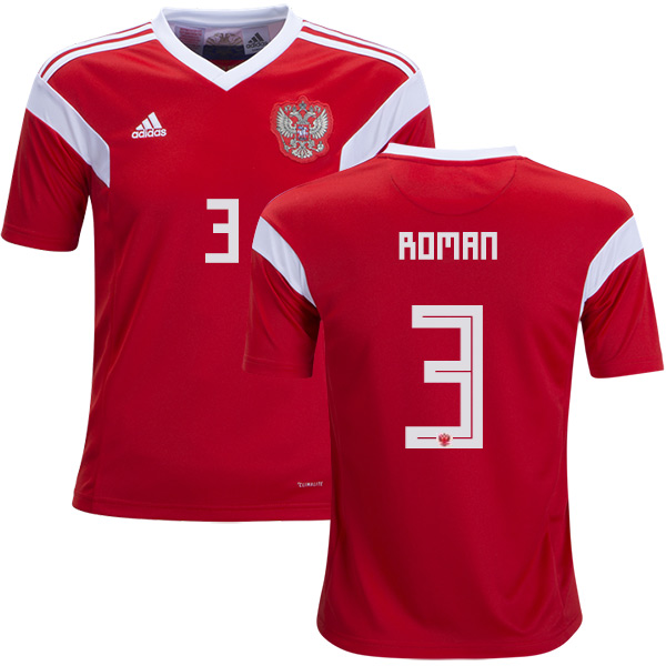 Russia #3 Roman Home Kid Soccer Country Jersey