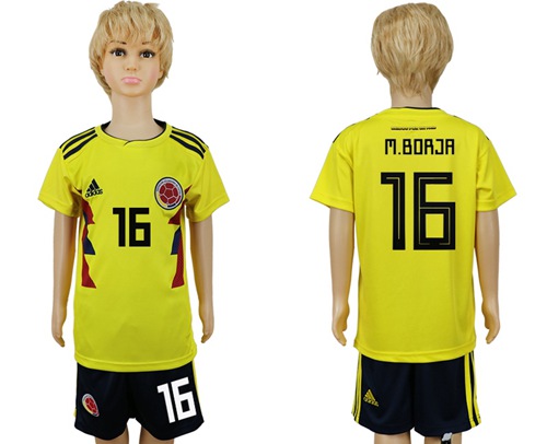 Colombia #16 M.Borja Home Kid Soccer Country Jersey