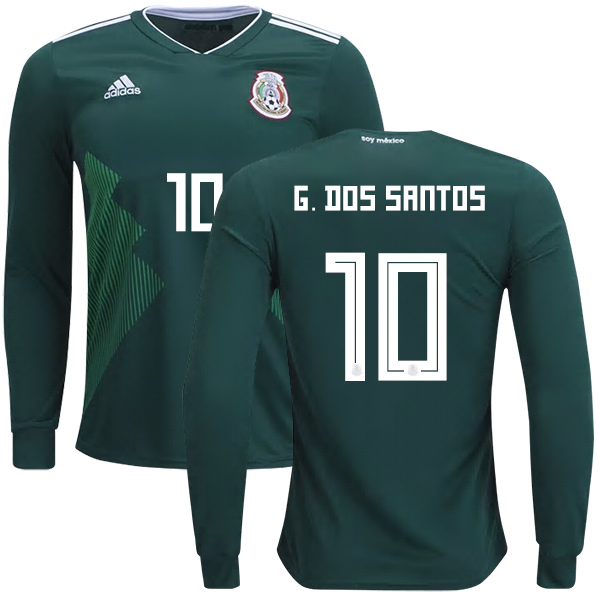 Mexico #10 G.Dos Santos Home Long Sleeves Kid Soccer Country Jersey