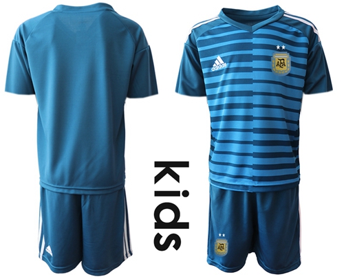 Argentina Blank Blue Goalkeeper Kid Soccer Country Jersey