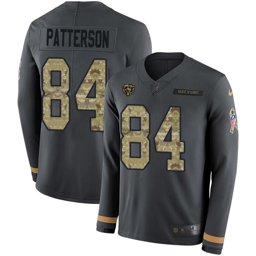 Nike Bears #84 Cordarrelle Patterson Anthracite Salute to Service Youth Stitched NFL Limited Therma Long Sleeve Jersey