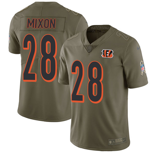 Nike Bengals #28 Joe Mixon Olive Youth Stitched NFL Limited 2017 Salute to Service Jersey
