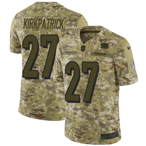 Nike Bengals #27 Dre Kirkpatrick Camo Youth Stitched NFL Limited 2018 Salute to Service Jersey
