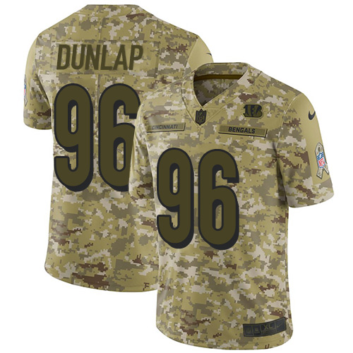 Nike Bengals #96 Carlos Dunlap Camo Youth Stitched NFL Limited 2018 Salute to Service Jersey
