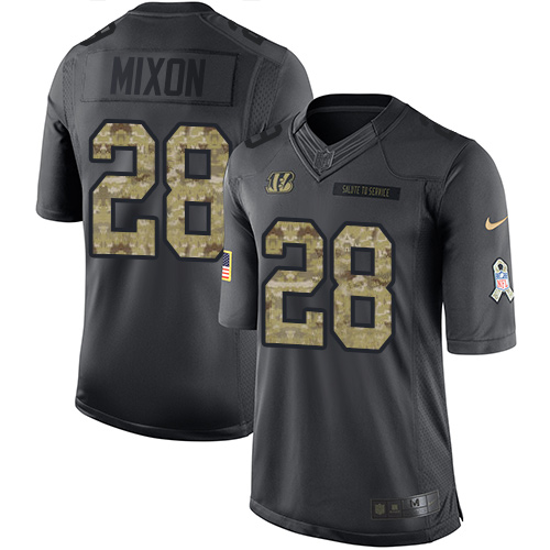 Nike Bengals #28 Joe Mixon Black Youth Stitched NFL Limited 2016 Salute to Service Jersey