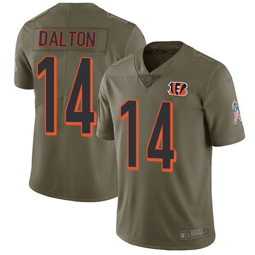 Nike Bengals #14 Andy Dalton Olive Youth Stitched NFL Limited 2017 Salute to Service Jersey