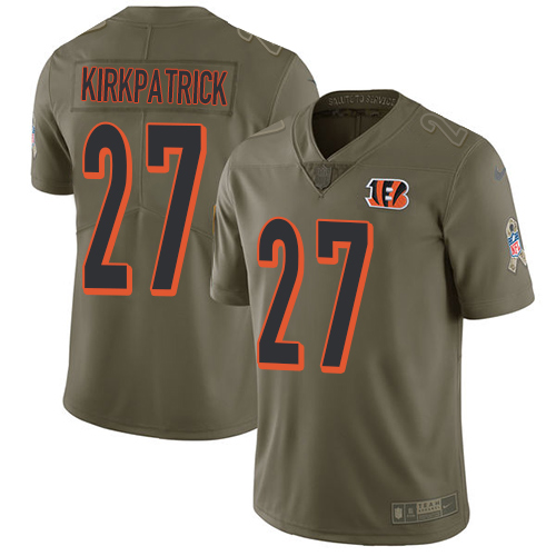 Nike Bengals #27 Dre Kirkpatrick Olive Youth Stitched NFL Limited 2017 Salute to Service Jersey
