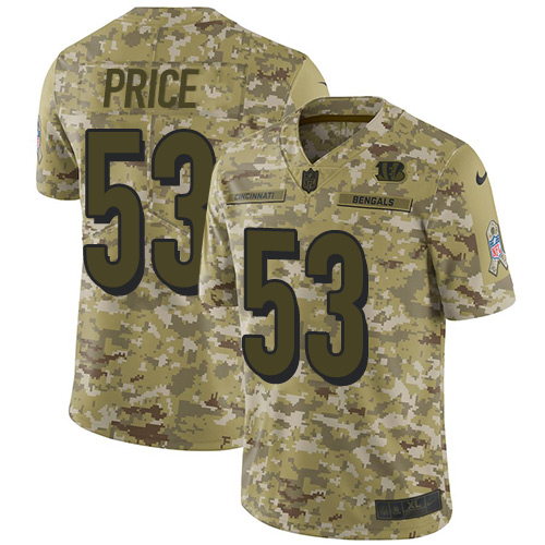 Nike Bengals #53 Billy Price Camo Youth Stitched NFL Limited 2018 Salute to Service Jersey