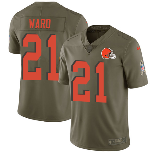 Nike Browns #21 Denzel Ward Olive Youth Stitched NFL Limited 2017 Salute to Service Jersey