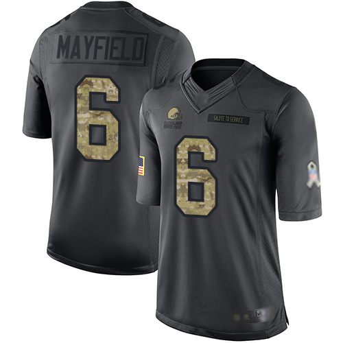 Nike Browns #6 Baker Mayfield Black Youth Stitched NFL Limited 2016 Salute to Service Jersey