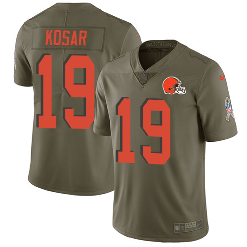 Nike Browns #19 Bernie Kosar Olive Youth Stitched NFL Limited 2017 Salute to Service Jersey