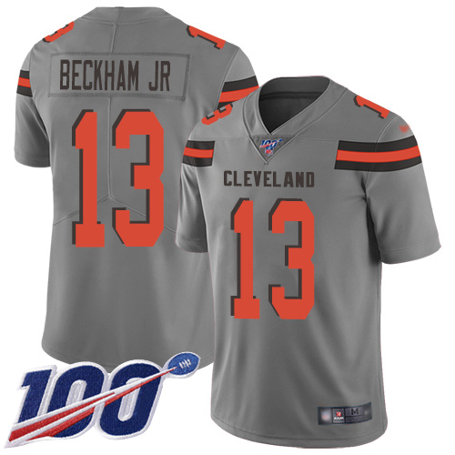 Nike Browns #13 Odell Beckham Jr Gray Youth Stitched NFL Limited Inverted Legend 100th Season Jersey