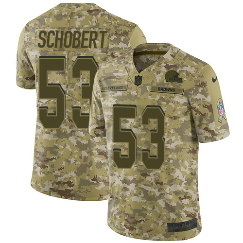 Nike Browns #53 Joe Schobert Camo Youth Stitched NFL Limited 2018 Salute to Service Jersey