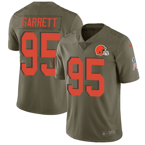 Nike Browns #95 Myles Garrett Olive Youth Stitched NFL Limited 2017 Salute to Service Jersey