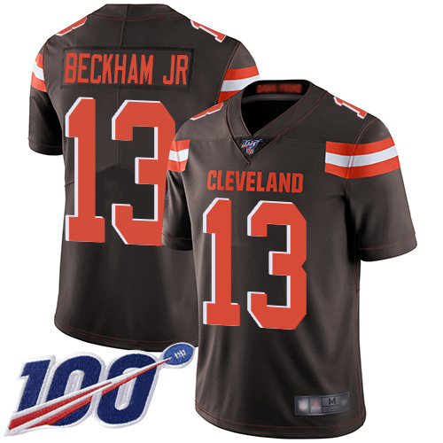 Nike Browns #13 Odell Beckham Jr Brown Team Color Youth Stitched NFL 100th Season Vapor Limited Jersey