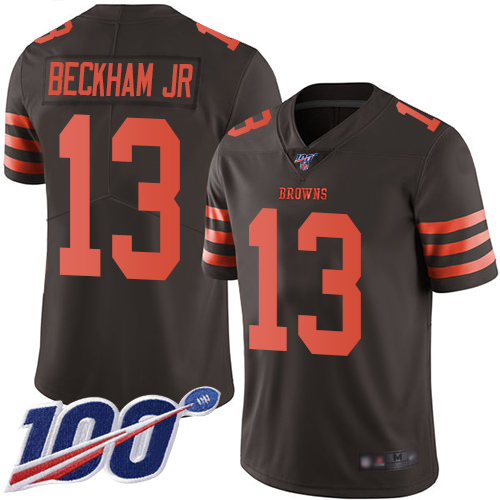 Nike Browns #13 Odell Beckham Jr Brown Youth Stitched NFL Limited Rush 100th Season Jersey
