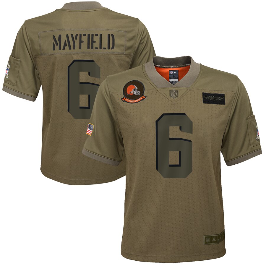 Youth Cleveland Browns #6 Baker Mayfield Nike Camo 2019 Salute to Service Game Jersey