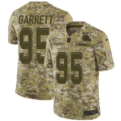 Nike Browns #95 Myles Garrett Camo Youth Stitched NFL Limited 2018 Salute to Service Jersey