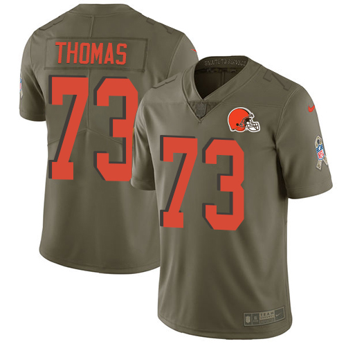 Nike Browns #73 Joe Thomas Olive Youth Stitched NFL Limited 2017 Salute to Service Jersey