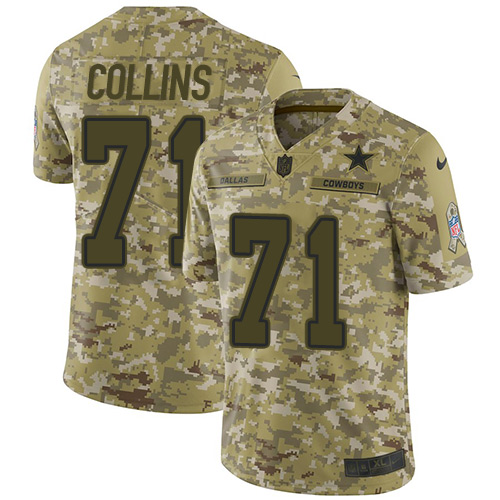 Nike Cowboys #71 La'el Collins Camo Youth Stitched NFL Limited 2018 Salute to Service Jersey