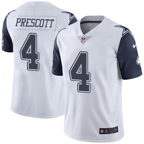 Nike Cowboys #4 Dak Prescott White Youth Stitched NFL Limited Rush Jersey