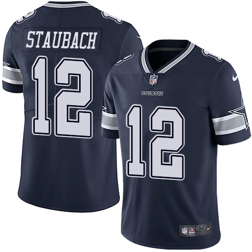 Nike Cowboys #12 Roger Staubach Navy Blue Team Color Youth Stitched NFL Vapor Untouchable Limited Jersey