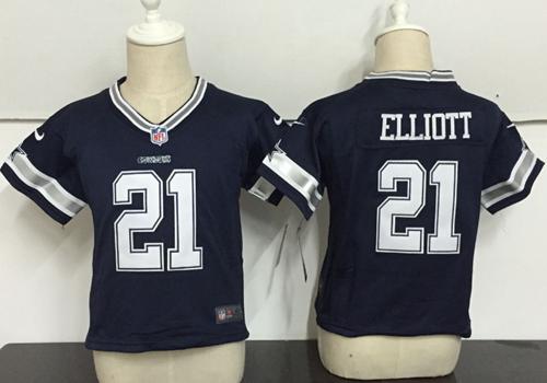 Toddler Nike Cowboys #21 Ezekiel Elliott Navy Blue Team Color Stitched NFL Elite Jersey